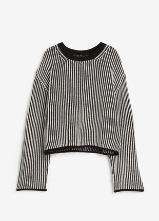 Светр з широким рукавом світер в смужку вязаний светр divided h&m полосатый свитер трендовый свитер черно-белый свиток джемпер6 фото