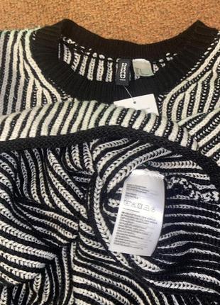 Светр з широким рукавом світер в смужку вязаний светр divided h&m полосатый свитер трендовый свитер черно-белый свиток джемпер3 фото