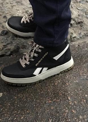 Подростковые кожаные ботинки для мальчика черные / зимние ботинки сплиттер натуральная кожу9 фото