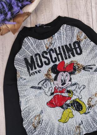 Світшот жіночий чорний з паєтками та написом love moschino розмір xl2 фото