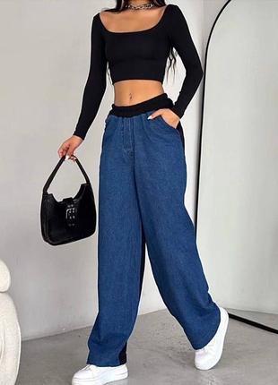 Стильні жіночі штани джинс + трикотаж 6748 фото