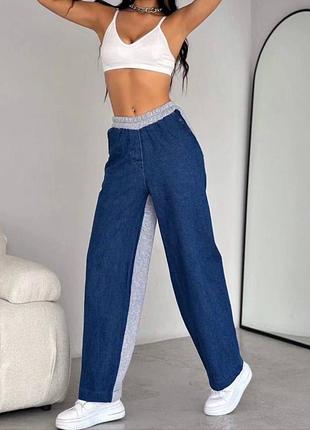 Стильні жіночі штани джинс + трикотаж 6745 фото