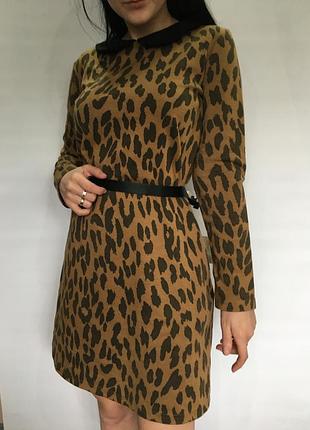 Платье в лео принт прямого кроя
