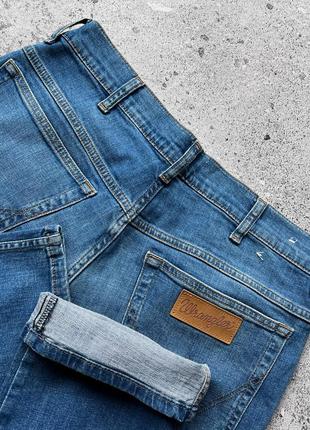 Wrangler men’s blue texas regular fit blue denim jeans brown logo джинси6 фото
