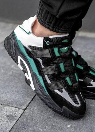 Чоловічі кросівки adidas niteball black/green  мужские кроссовки адидас чёрные с зелёным и белым