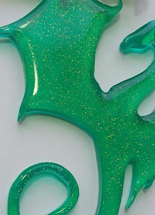 Дракон подвеска, елочное украшение зеленый дракон, эпоксидная смола4 фото