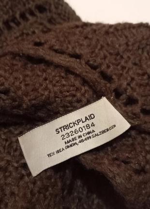 Crochet, ажурний в'язаний плед, шоколадний колір5 фото