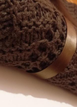 Crochet, ажурний в'язаний плед, шоколадний колір2 фото