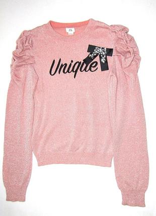 Нарядный розовый свитерок с люрексом на 11-12 лет