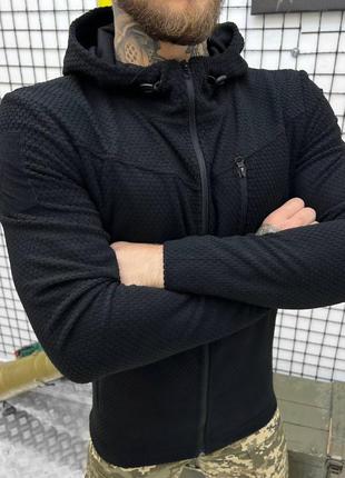 Мужская флисовая кофта с капюшоном / плотная флиска черная размер m2 фото
