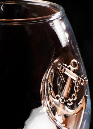 Коньячний келих скляний бокал на ножці з якорем2 фото