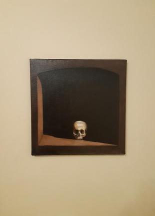 Картина маслом 30×30 см "череп"