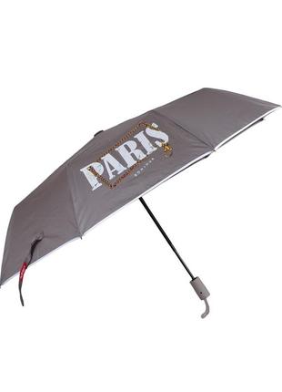 Жіноча парасолька автомат антивітер сірого кольору париж 3149-п