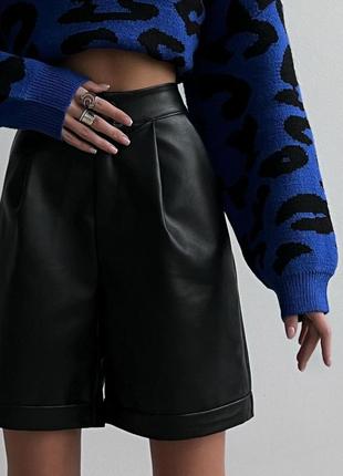 Теплий светр з леопардовим принтом, оверсайз светр з анімалістичним принтом, яскравий, синій, вільного крою6 фото