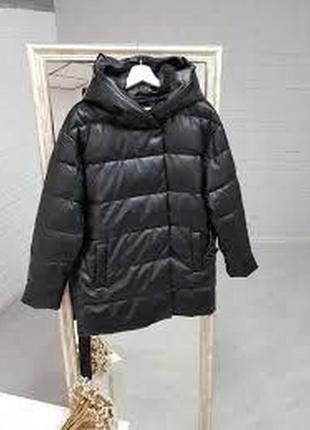 Зимняя по удлиненная куртка из кожузама stradivarius4 фото