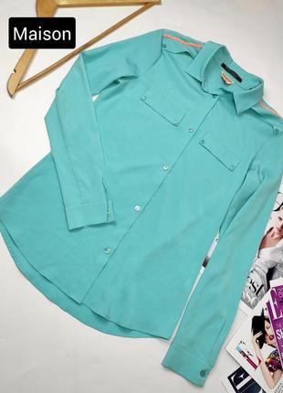Рубашка женская голубого цвета от бренда maison scotch xs s1 фото