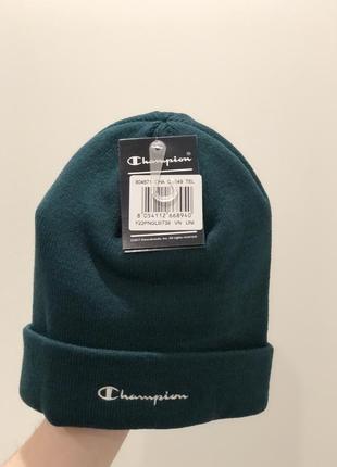 Зимова шапка champion оригінал унісекс шапка бини champion beanie зелена