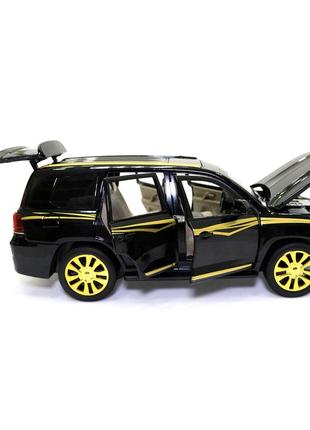 Машинка металлическая toyota land cruiser «autoexpert» тойота джип черный с золотом звук свет 19*7*7 см6 фото