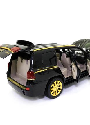 Машинка металлическая toyota land cruiser «autoexpert» тойота джип черный с золотом звук свет 19*7*7 см7 фото