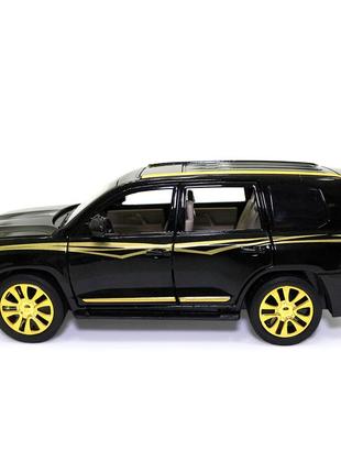 Машинка металлическая toyota land cruiser «autoexpert» тойота джип черный с золотом звук свет 19*7*7 см4 фото