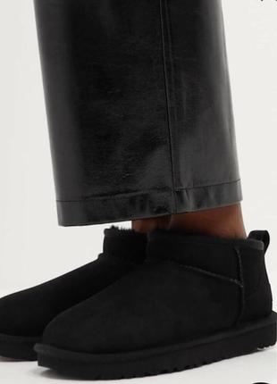 Женские ugg ultra mini black черные мини короткие натуральный замш на меху5 фото