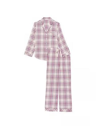 Піжама фланелева victoria's secret flannel long pj set pink plaid