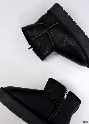 Угги, черные угги, кожаные угги