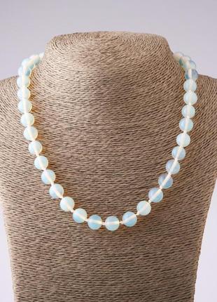 Ожерелье лунный камень d-10мм l-48см