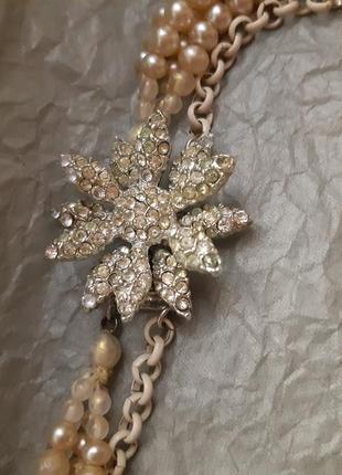 Колье ожерелье чокер стекло,металл, застежка цветок стразы, американский винтаж9 фото