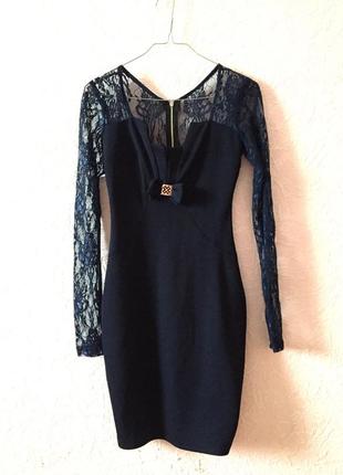 Темно синие платье миди
