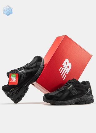 Зимові чоловічі кросівки new balance 1906r gore-tex winter black fur чорного кольору з хутром