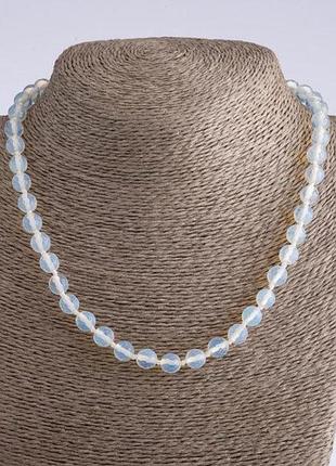 Ожерелье лунный камень граненый шарик d-8мм l-45см