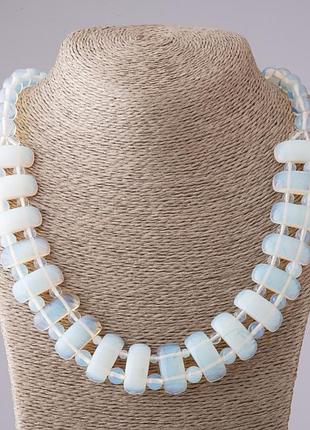 Ожерелье лунный камень клеопатра звена 12*25 мм и шарик 10mm l50см