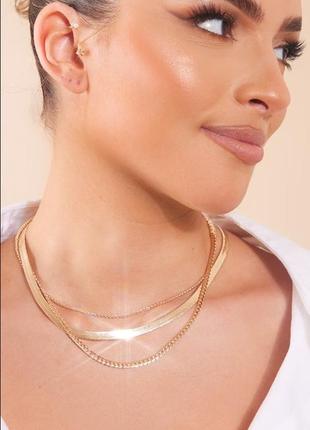 Святковий новорічний золотий золотистий зміїний ланцюжок кольє