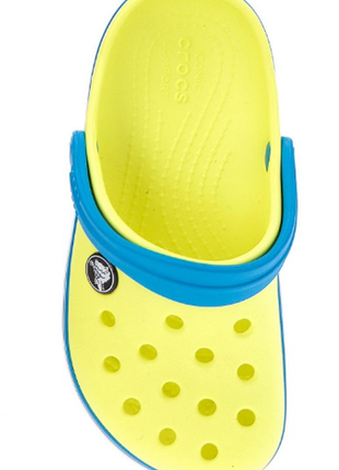 Детские кроксы crocs crocband tennis ball green/ocean жёлтого цвета5 фото