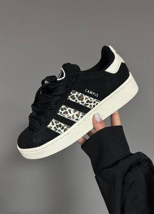 Женские кроссовки адидас adidas campus “black / leopard” premium
