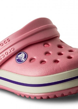 Детские кроксы crocs crocband peony pink2 фото