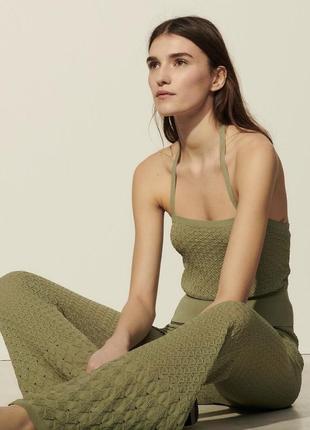 Костюм топ брюки кльош штани хакі костюм кроше оригінал sandro maje