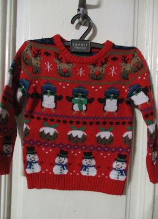 Свитер новогодний 1-1.5 года.рост 80-86см