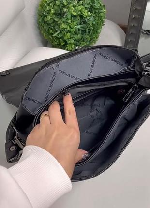 Чорна сумочка+довгий регульований ремінець.7 фото