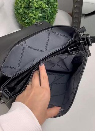 Чорна сумочка+довгий регульований ремінець.6 фото