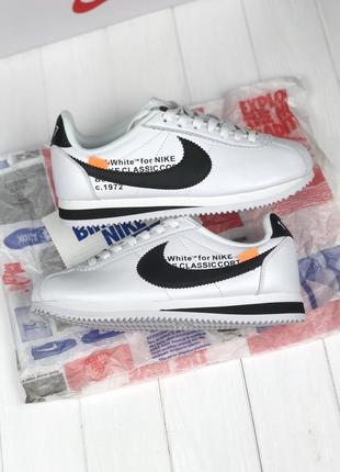 Кроссовки кожаные nike cortez x off white, скидка1 фото