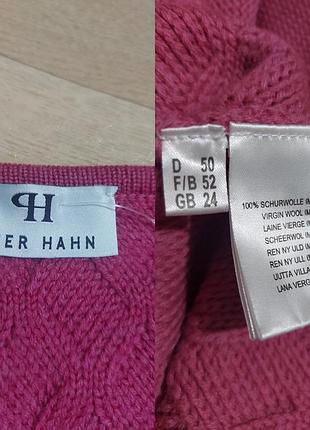 Вязаный увесистый свитер косами цвета фуксии из мериношерсти peter hahn