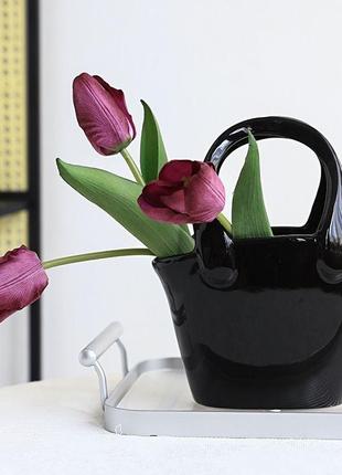 Ваза сумка чорна/ бежева