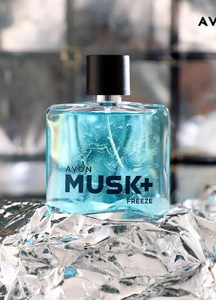 Чоловіча туалетна вода musk+ freeze avon, 75 мл (муск фріз ейвон)