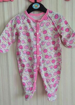 Белый человечек / слип с птичками р. 0-3 мес