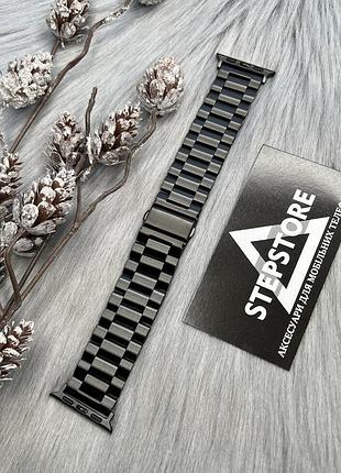 Браслет ремешок металлический для apple watch 38 40 41 42 мм series 2 3 4 5 6 7 8 9 10 11 se застежка