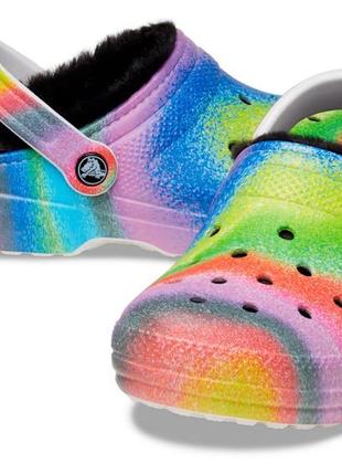 Утеплені сабо crocs classic fur lined spray dye, w8, w9