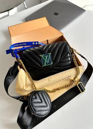 Кожаная сумка louis vuitton new wave multi pochette bag black/gold3 фото