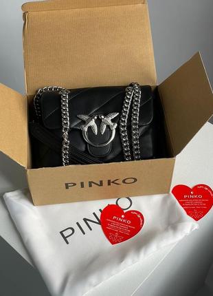 Шкіряна сумка 👜 pinko baby love bag puff maxi quilt black/silver